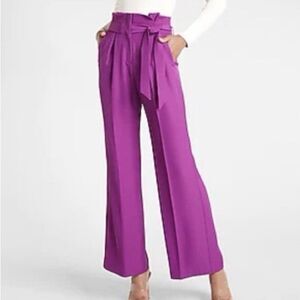 Express Wide Leg Super High Rise Pants Belted Purple Size 12L
